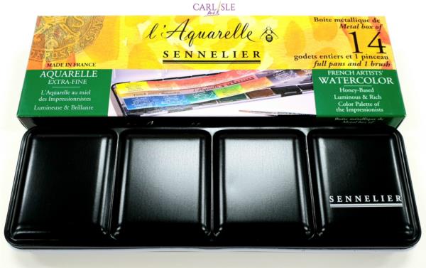 Sennelier - French Artists' WC Metal Set of 14 Full Pans