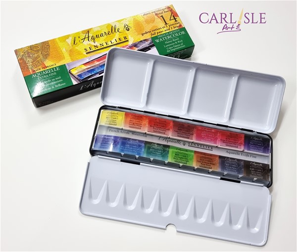 Sennelier L'Aquarelle French Artists' Watercolor Travel Set of 14