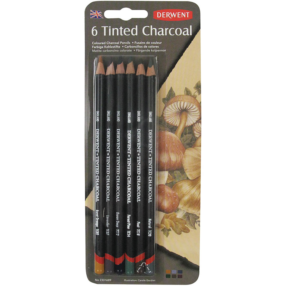 Derwent Tinted Charcoal Pencils 6 Pack