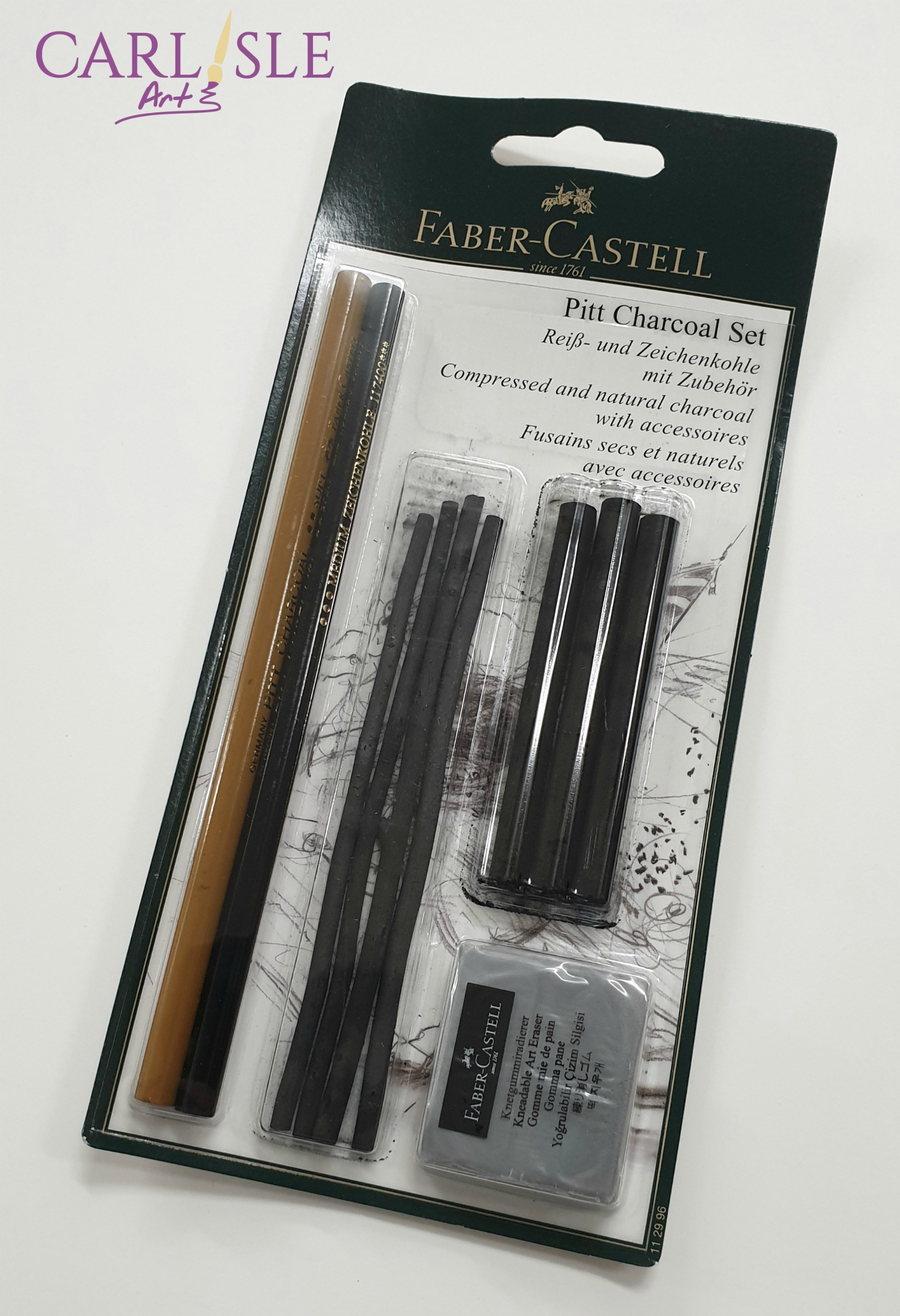Faber-Castell Pitt Natural Willow Charcoal Pencil Set Set of 3