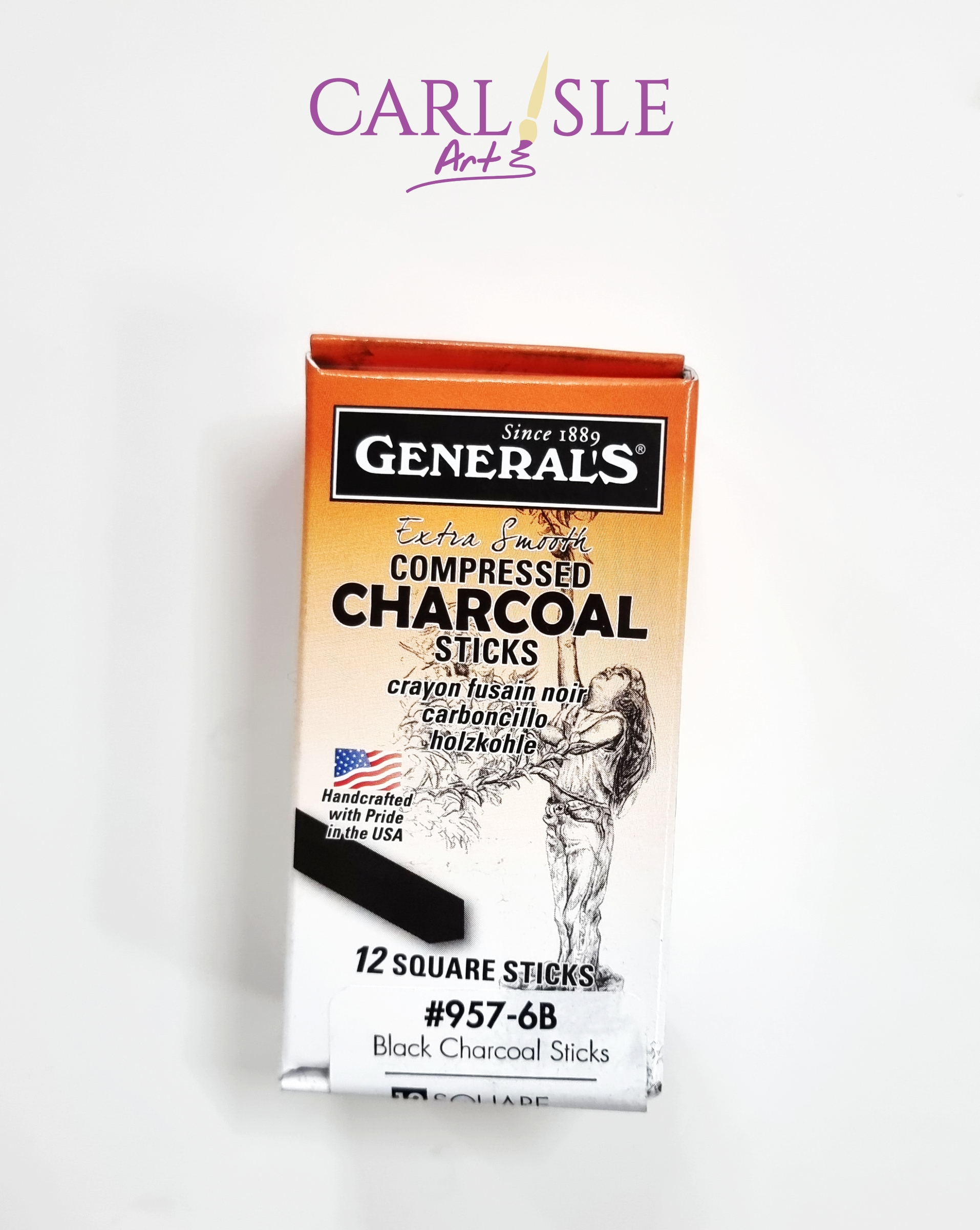 Cretacolor Compressed Charcoal Medium Sticks, Box of 12
