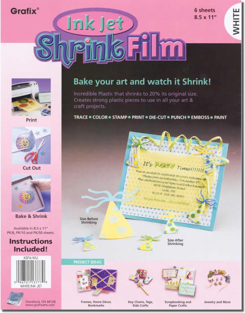 Grafix Shrink Film Printable White Inkjet 6 Sheets In One Packet