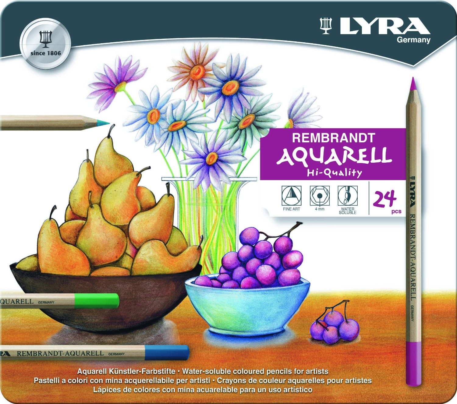 Lyra : Rembrandt Aquarell Water Soluble Colored Pencil Set : Metal Box 72  Pcs