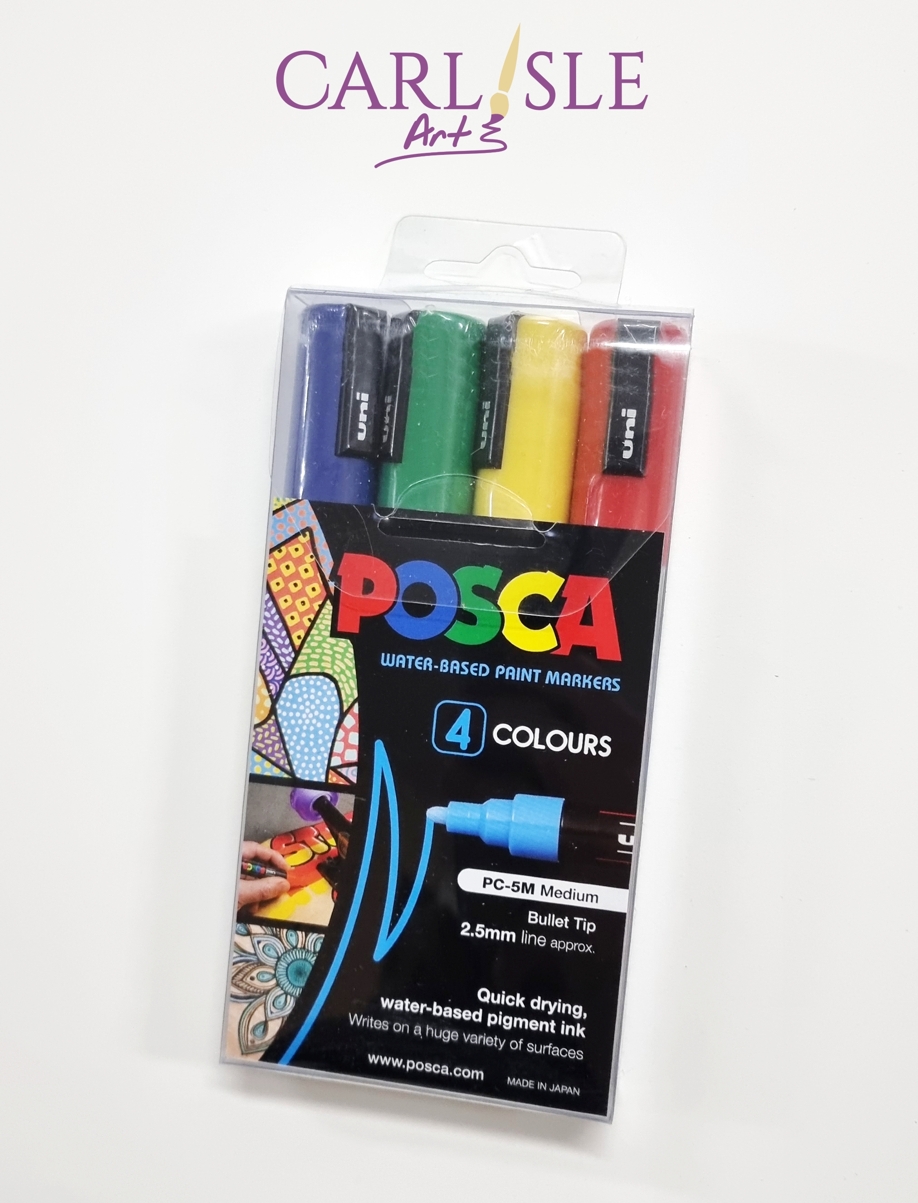 Posca Paint Markers Set of 4 Assorted - 2.5mm Medium Bullet Tip