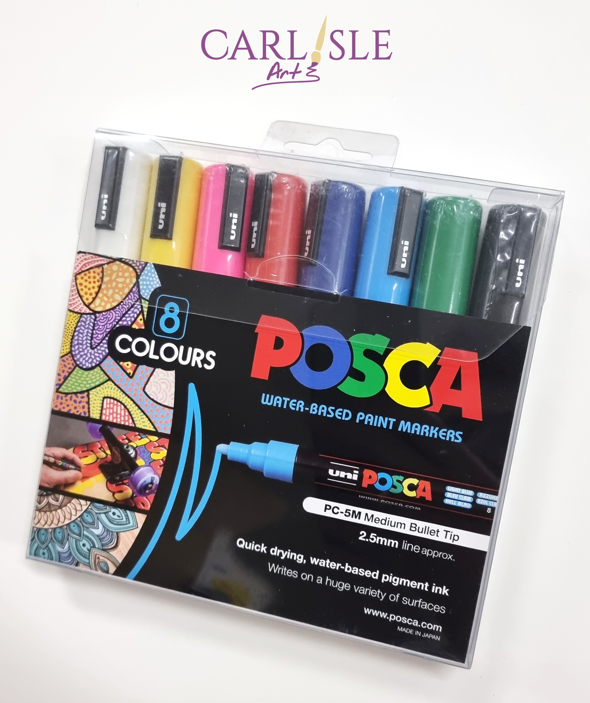 Posca Paint Markers Set of 8 Assorted - 2.5mm Medium Bullet Tip