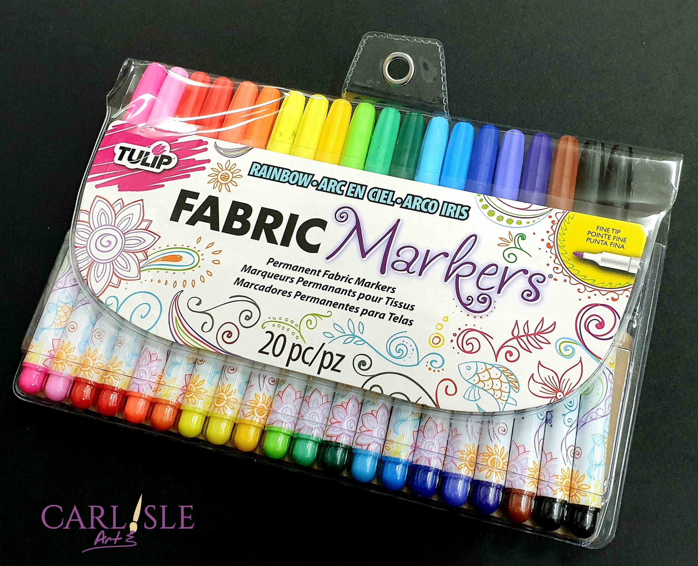 Tulip Fine Tip Rainbow Permanent Fabric Markers 20 Pack
